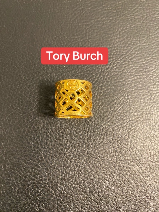 Tory Burch Jewelry - Tory Burch Gold Openwork Logo Dome Ring, scarf ring, or pendant